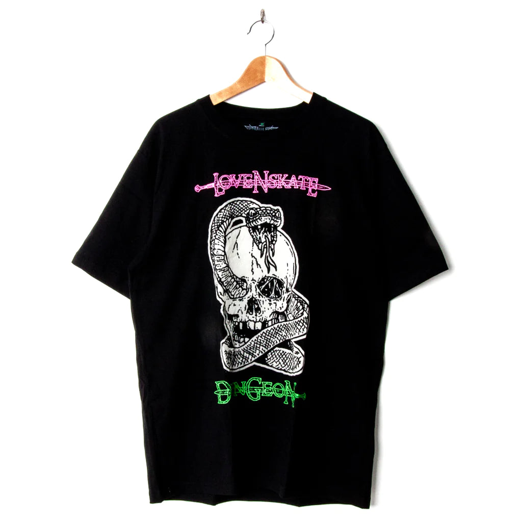 Dungeon x Lovenskate Short Sleeve T Shirt By French Black