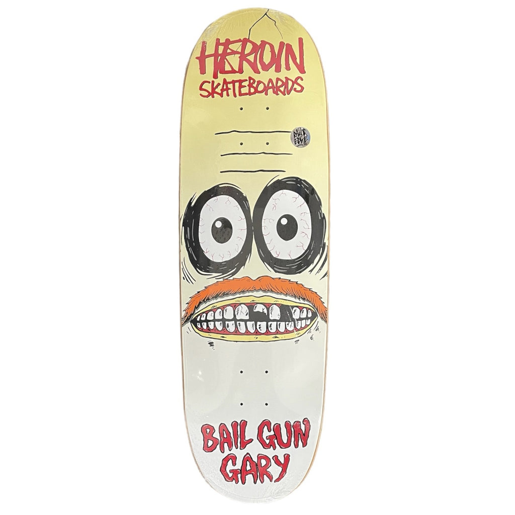 Heroin Skateboards Bail Gun Gary 3 Razor Egg Deck 9.75"